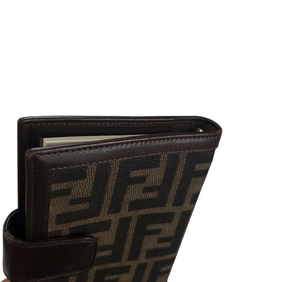 Fendi Zucca Agenda Wallet Planner Brown Black Jacquard Leather Vtg - Picture 8 of 8